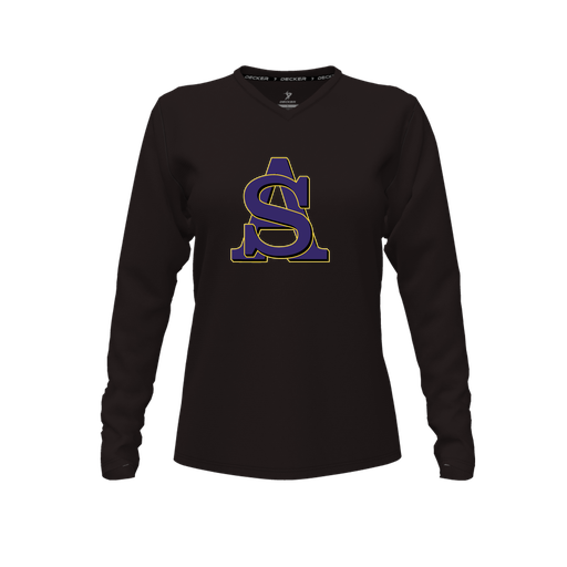 [FTLVPTBK-FYXS-LOGO3] Decker Performance T-Shirt (Female Youth XS, Black, V Neck, Logo 3, Long Sleeve)