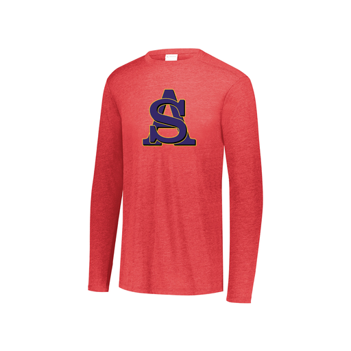 [FTLCUBRD-YS-LOGO3] Decker Youth Tri-Blend T-Shirt - Long Sleeve (Youth S, Red, Logo 3)